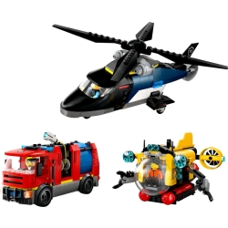 Lego City Zestaw z helikopterem, wozem strażackim i łodzią podwodną 60462